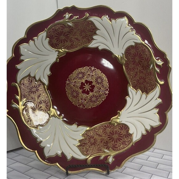 Weimar Katharina Jutta Red/ White Porcelain Cake Stand Made In Germany - Picture 5 of 16